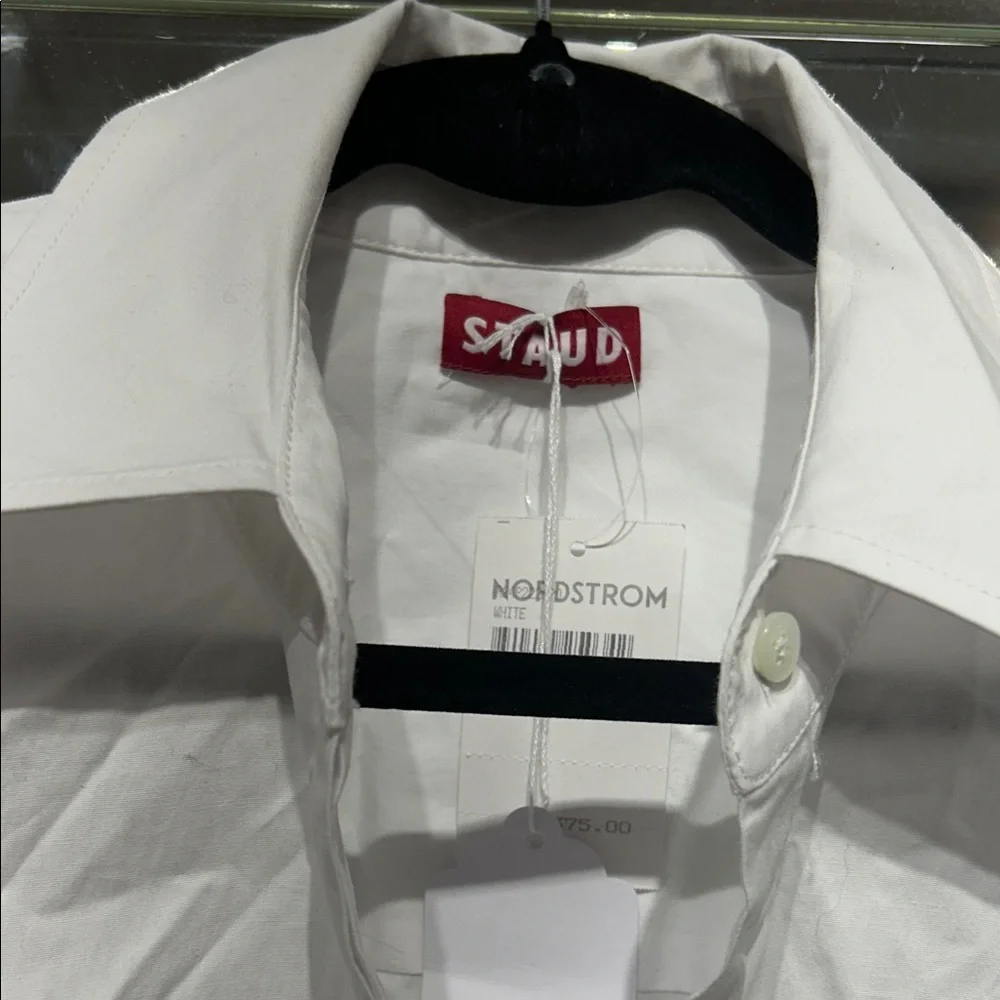 STAUD White Poplin Button-Up Maxi Dress w/French Cuff Detail - Picture 2 of 4